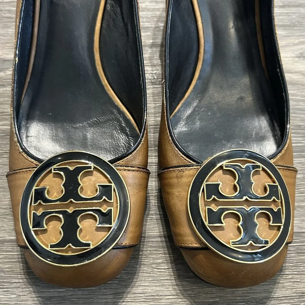 Tory Burch Size 9.5 Maddie Tan Leather Pumps Heels Block Heel Loafer Preppy